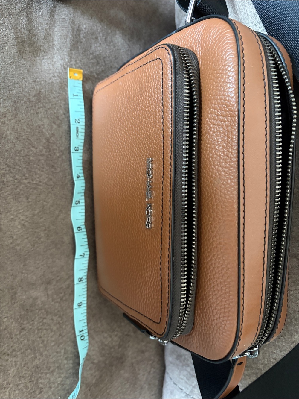 Michael Kors Tan Leather Crossbody with Black Strap - Picture 7 of 8